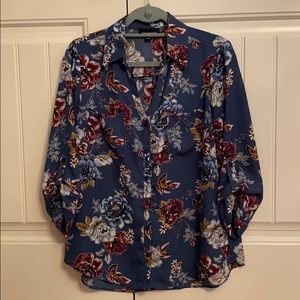 Fortune + Ivy Mallard Blue Green Floral Tunic
